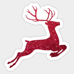 Red Faux Glitter Reindeer Sticker